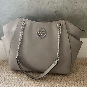 Michael Kors Grey Saffiano Leather Small Tote